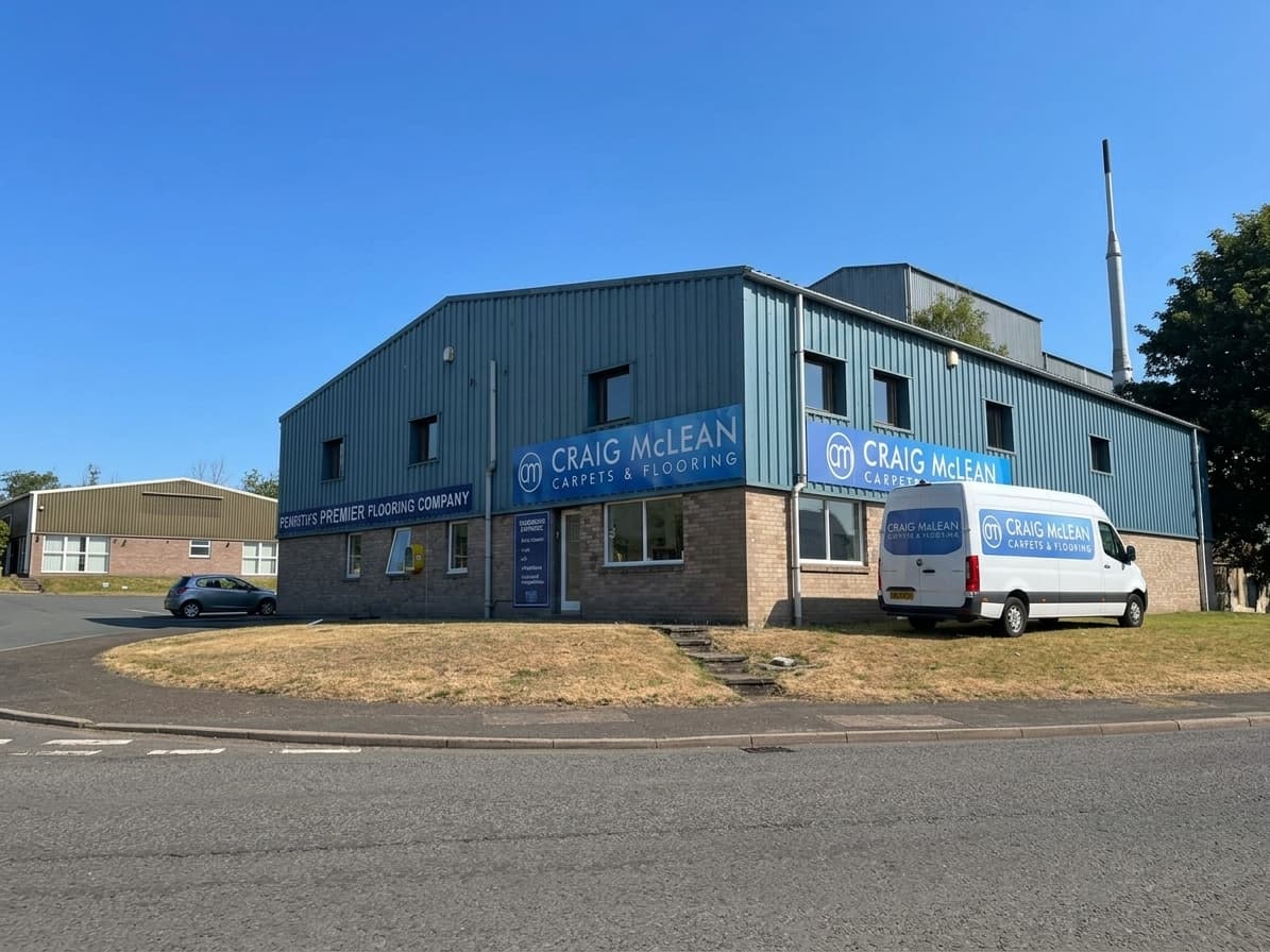The Craig McLean Carpets & Flooring showroom and branded van in Penrith, Cumbria